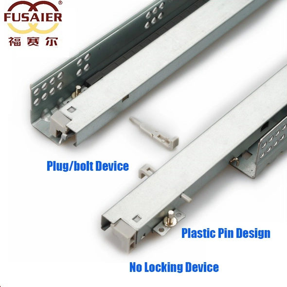 Fusaier Factory Partial Extension Undermount Soft Close Drawer Slide with Plastic Pin